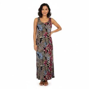 Hilo‎ Hattie Floral Sleeveless Midi Dress Size Medium Hawaiian Tropical Vintage